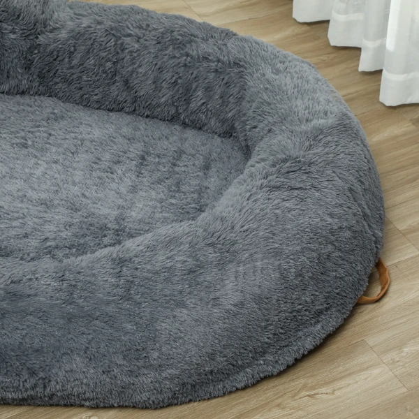 Hondenbed Kattenbed Met Wasbare Hoezen, Handvat, Knusse Hondenkussens Voor Honden En Mensen, Antislip, Pluche, Donkergrijs 9