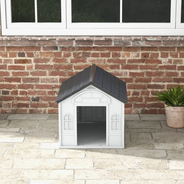 Hondenhok, Hondenhuis Met Zadeldak, Weerbestendig Klein Dierenhuis Voor Middelgrote Honden Onder 20 Kg, Hondenhok Outdoor, 65 X 75,7 X 63 Cm, Grijs 9