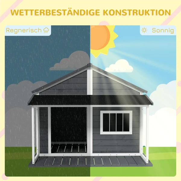 Hondenhok Van Massief Hout, Klein Dierenhuis, Hondenhuis Met Asfaltdak, Weerbestendige Hut Voor Buiten, Grijs, 124 X 112 X 105 Cm 6