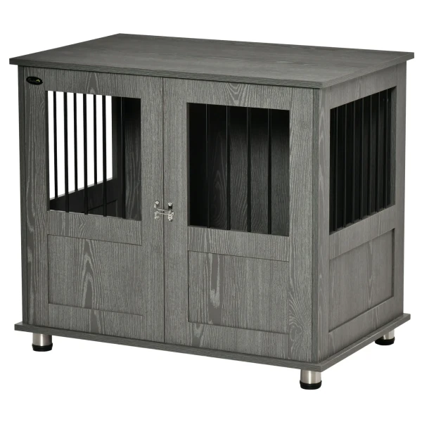 Hondenkooi Voor Thuis, Huisdierkooi, Indoor Hondenhok Met Slot, Magnetische Deur, Hondenhuis Met Venster, Hondenbox Voor Kleine En Middelgrote Honden, Grijs, 85 X 55 X 87 Cm 1