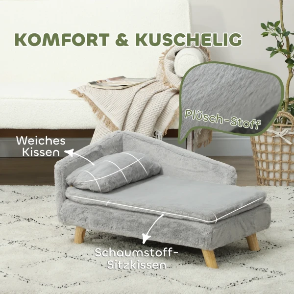 Hondensofa Voor Middelgrote Honden, Hondenbed Met Afneembaar En Wasbaar Kussen, Huisdiersofa Met Houten Poten, Met Verhoogd Ontwerp, 15 Kg, Lichtgrijs 5