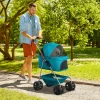 Hondenwagen 3 In 1 Hondenbuggy Opvouwbare Hondenbox, Inklapbare Transporttas Met Drankhouder, Honden Buggy, Kattenwagen Met 360° Wielen Kattenbuggy Voor Mini Honden Onder 4 Kg, Turkoois 2