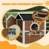 Houten Kattenhuis Met Venster, Balkon, Weerbestendige Kattenhut Met 2 Niveaus, Uitneembare Vloer, Voor 1 2 Katten, Binnen, Buiten, 66 X 66 X 90 Cm, Bruin 8