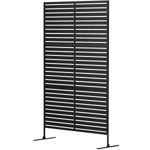 Kamerscherm 3 Delig 122 X 198 Cm Vrijstaande Lamellen Paravent, 3 Delige Stalen Privacy Scherm, Outdoor Kamerscherm Privacy Wand Vouwwand Voor Tuin, Balkon, Terras, Zwart 1