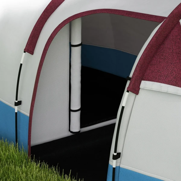 Kampeertent, Tunneltent Voor 3 Personen, Met Licht Haak, Voortent, 2 Kamers, Winddichte Familietent Met Draagtas, 2000mm Waterafstotend Pop Up Tent Voor Camping, Tuin, Rood 10