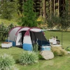 Kampeertent, Tunneltent Voor 3 Personen, Met Licht Haak, Voortent, 2 Kamers, Winddichte Familietent Met Draagtas, 2000mm Waterafstotend Pop Up Tent Voor Camping, Tuin, Rood 2