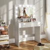 Kaptafel Met Led Verlichting, Kaptafel Met Spiegel, Instelbare Helderheid, Make Uptafel Met 2 Lades, Open Schappen, Voor Slaapkamer, Wit 2