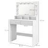 Kaptafel Met Led Verlichting, Kaptafel Met Spiegel, Instelbare Helderheid, Make Uptafel Met 2 Lades, Open Schappen, Voor Slaapkamer, Wit 4