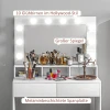 Kaptafel Met Led Verlichting, Kaptafel Met Spiegel, Instelbare Helderheid, Make Uptafel Met 2 Lades, Open Schappen, Voor Slaapkamer, Wit 7