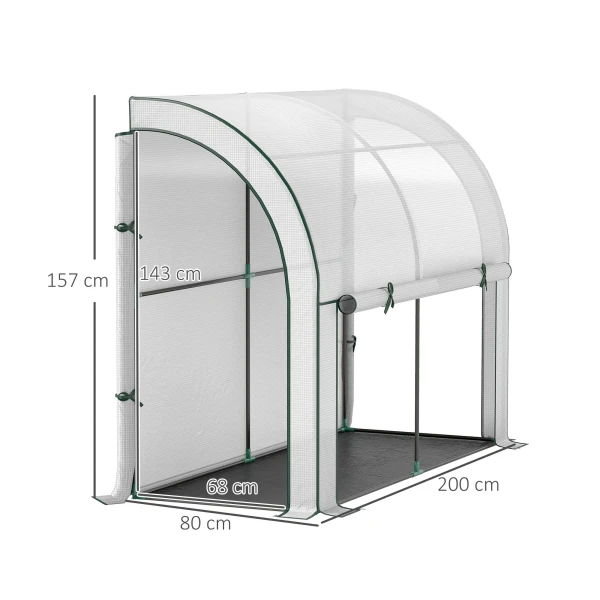 Kas Met Roldeur, Winterbestendig Stalen Foliekas, Broeikas Voor Balkon, Tuin, Tomatenkas Met Uv Bescherming 200x80x157cm Tomatenkas Voor Groenten Bloemen Planten Wit 4