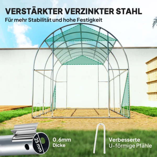 Kas Ongeveer 3 X 2 X 2 M Foliekas Met 6 Ramen, Roldeur, Oprolbare Zijwanden, Uv Bestendige Folietunnel, Winterbestendig Tomatenhuis Met Grondanker, Groen 6