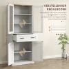 Keukenkast, Hoge Kast Met Lade, Verstelbare Legplanken, Keukenbuffet Met Acryldeuren, 2 Kastcompartimenten Voor Woonkamer, Eetkamer, 76 X 40 X 182,5 Cm, Crèmewit 7