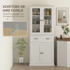 Keukenkast, Hoge Kast Met Lade, Verstelbare Legplanken, Keukenbuffet Met Acryldeuren, 2 Kastcompartimenten Voor Woonkamer, Eetkamer, 76 X 40 X 182,5 Cm, Crèmewit 8