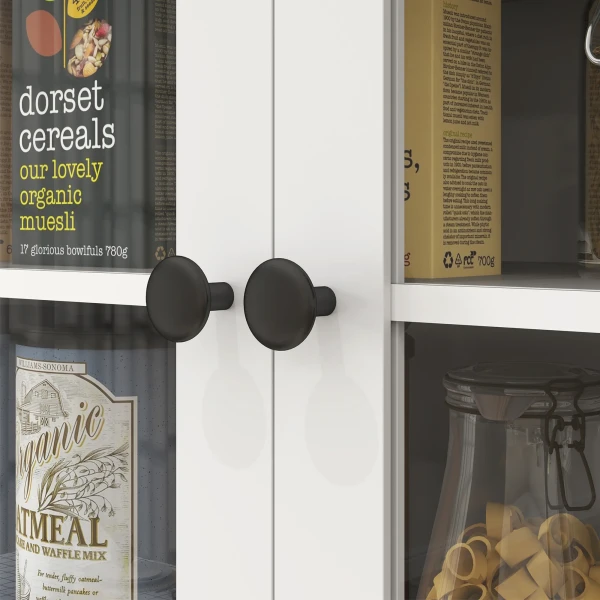 Keukenkast Hoogkast Met Magnetronrek, 2 Kasten, 2 Lades, Vitrinekast Met Verstelbare Planken, Kantelbeveiliging, Buffetkast Voor Woonkamer, Eetkamer, Wit 10