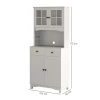 Keukenkast Hoogkast Met Magnetronrek, 2 Kasten, 2 Lades, Vitrinekast Met Verstelbare Planken, Kantelbeveiliging, Buffetkast Voor Woonkamer, Eetkamer, Wit 4