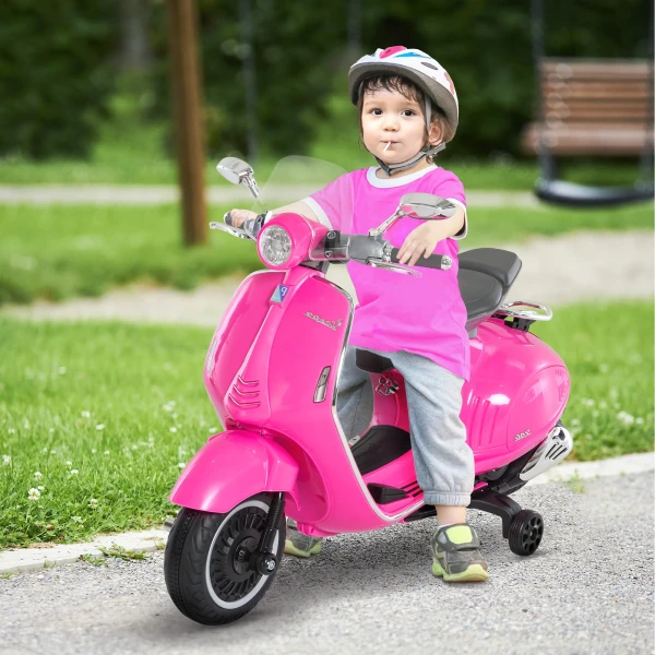 Kinder Elektrische Motorfiets, 6v Kinderfiets Met Koplamp, Muziek, Voor En Achteruitversnelling, Trainingswielen, 30 Kg Draagvermogen, Elektrische Motorfiets Voor Kinderen Van 3 6 Jaar, Roze 2
