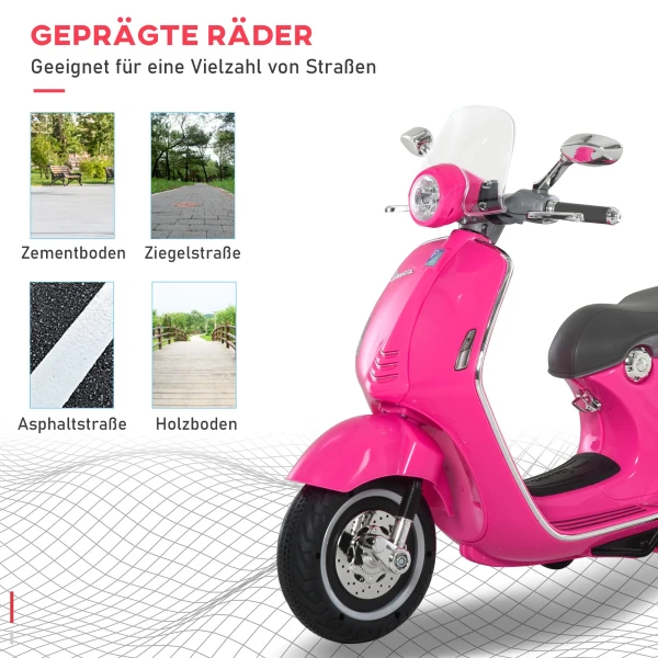 Kinder Elektrische Motorfiets, 6v Kinderfiets Met Koplamp, Muziek, Voor En Achteruitversnelling, Trainingswielen, 30 Kg Draagvermogen, Elektrische Motorfiets Voor Kinderen Van 3 6 Jaar, Roze 7