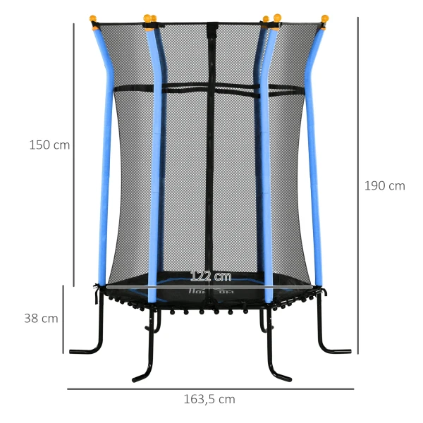 Kinder Trampoline Ø163,5 Cm, Indoor Trampoline Met Veiligheidsnet Randafdekking Rubberen Touw, Kindertrampoline Tot 50 Kg, Voor Kinderen 3 10 Jaar Blauw 4