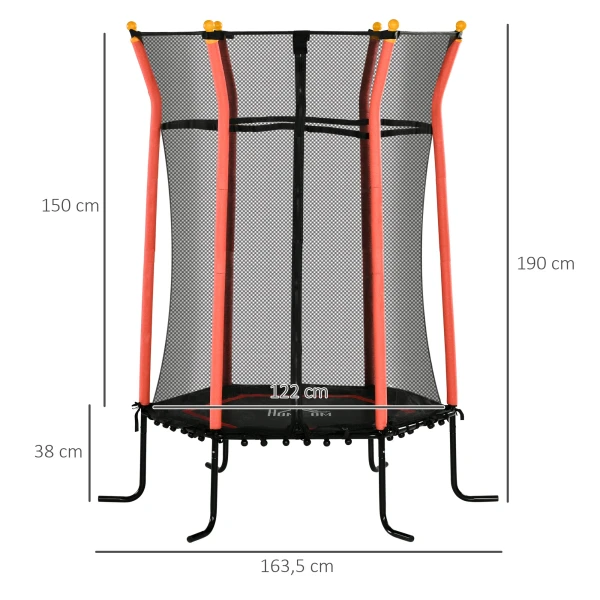 Kinder Trampoline Ø163,5 Cm, Indoor Trampoline Met Veiligheidsnet Randbekleding Rubberen Touw, Kindertrampoline Tot 50 Kg, Voor Kinderen 3 10 Jaar Rood 4