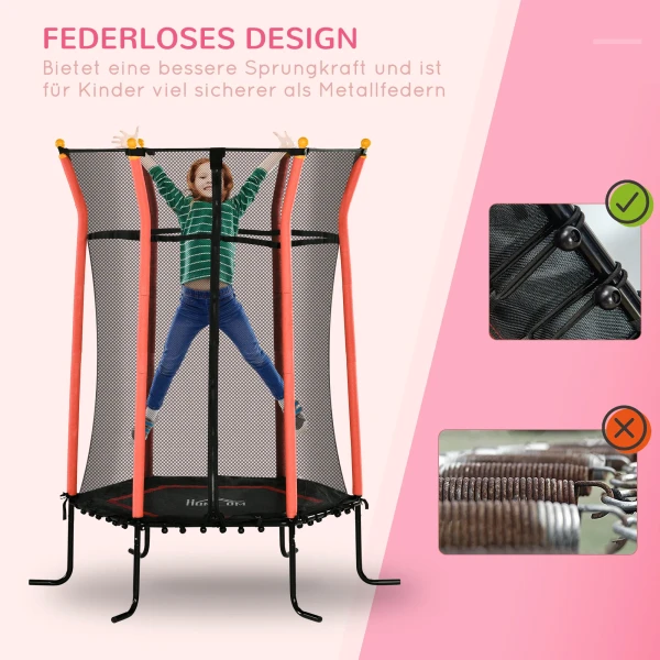 Kinder Trampoline Ø163,5 Cm, Indoor Trampoline Met Veiligheidsnet Randbekleding Rubberen Touw, Kindertrampoline Tot 50 Kg, Voor Kinderen 3 10 Jaar Rood 5