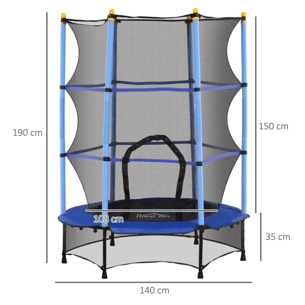 Kindertrampoline Ø140 Cm, Trampoline Met Veiligheidsnet, Randafdekking, Tuintrampoline Voor Kinderen 3 10 Jaar, Tot 50 Kg Belastbaar, Blauw 4