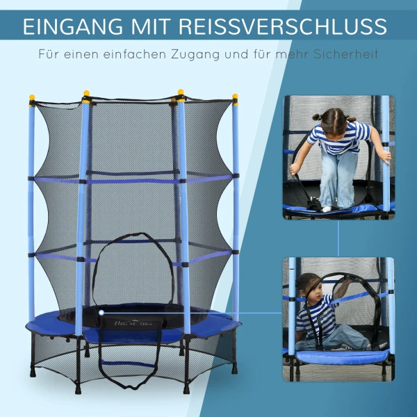 Kindertrampoline Ø140 Cm, Trampoline Met Veiligheidsnet, Randafdekking, Tuintrampoline Voor Kinderen 3 10 Jaar, Tot 50 Kg Belastbaar, Blauw 5