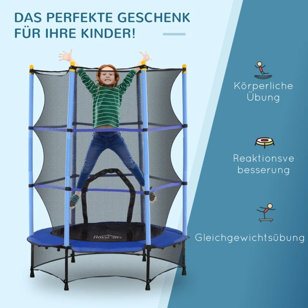 Kindertrampoline Ø140 Cm, Trampoline Met Veiligheidsnet, Randafdekking, Tuintrampoline Voor Kinderen 3 10 Jaar, Tot 50 Kg Belastbaar, Blauw 8