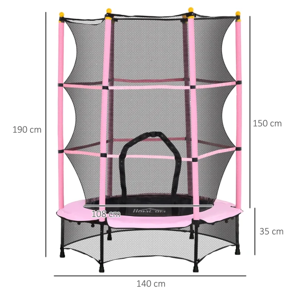 Kindertrampoline Ø140 Cm, Trampoline Met Veiligheidsnet, Randafdekking, Tuintrampoline Voor Kinderen Van 3 10 Jaar, Tot 50 Kg Belastbaar, Roze 4