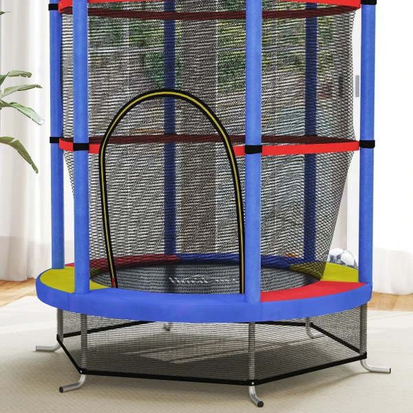 Kindertrampoline, Ø140 Cm Trampoline Voor Kinderen Met Veiligheidsnet, Tuintrampoline Voor 3 6 Jaar Kinderen, Binnen, Kleurrijk 9