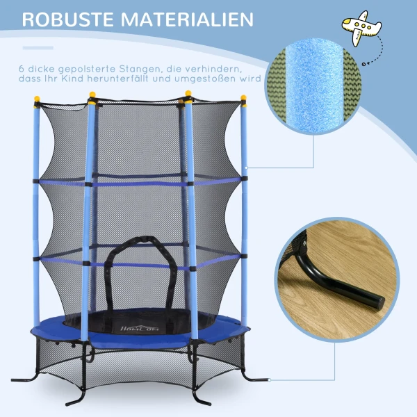 Kindertrampoline Ø163 Cm, Trampoline Met Veiligheidsnet, Randbekleding, Tuintrampoline Voor Kinderen 3 10 Jaar, Tot 50 Kg Belastbaar, Blauw 6