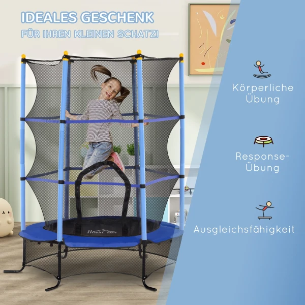 Kindertrampoline Ø163 Cm, Trampoline Met Veiligheidsnet, Randbekleding, Tuintrampoline Voor Kinderen 3 10 Jaar, Tot 50 Kg Belastbaar, Blauw 8