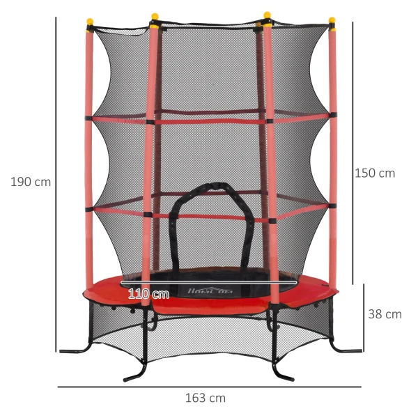 Kindertrampoline Ø163 Cm, Trampoline Met Veiligheidsnet, Randbekleding, Tuintrampoline Voor Kinderen Van 3 10 Jaar, Tot 50 Kg Belastbaar, Rood 4