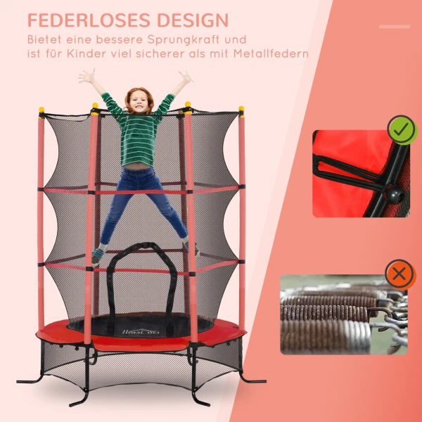 Kindertrampoline Ø163 Cm, Trampoline Met Veiligheidsnet, Randbekleding, Tuintrampoline Voor Kinderen Van 3 10 Jaar, Tot 50 Kg Belastbaar, Rood 5