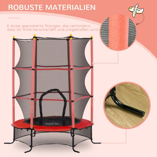 Kindertrampoline Ø163 Cm, Trampoline Met Veiligheidsnet, Randbekleding, Tuintrampoline Voor Kinderen Van 3 10 Jaar, Tot 50 Kg Belastbaar, Rood 6