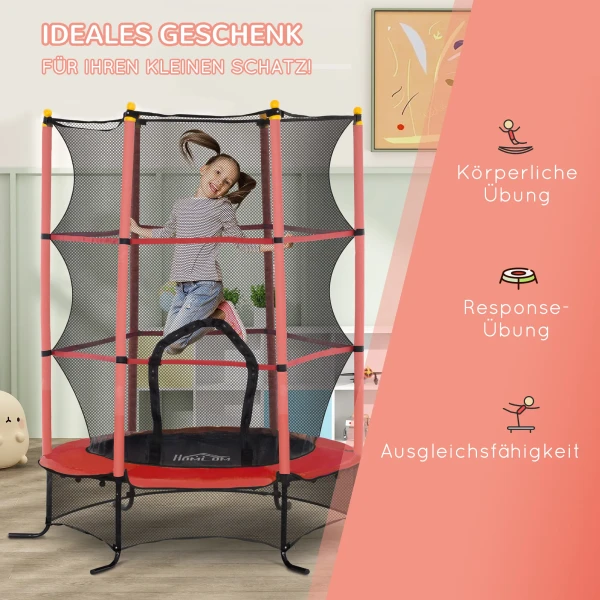 Kindertrampoline Ø163 Cm, Trampoline Met Veiligheidsnet, Randbekleding, Tuintrampoline Voor Kinderen Van 3 10 Jaar, Tot 50 Kg Belastbaar, Rood 8