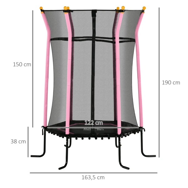 Kindertrampoline Ø163,5 Cm, Trampoline Met Veiligheidsnet, Randafdekking, Tuintrampoline Voor Kinderen Van 3 10 Jaar, Tot 50 Kg Belastbaar, Roze 4