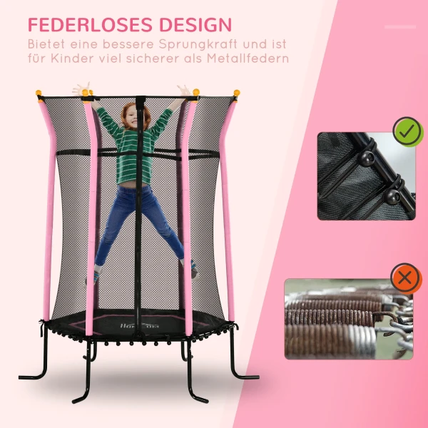 Kindertrampoline Ø163,5 Cm, Trampoline Met Veiligheidsnet, Randafdekking, Tuintrampoline Voor Kinderen Van 3 10 Jaar, Tot 50 Kg Belastbaar, Roze 5