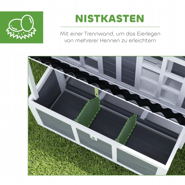 Kippenhok Van Sparrenhout, Kippenhuis Met Nestkast, Pluimveehuis Voor 4 6 Kippen, Waterdicht Dak, 100 X 86 X 100 Cm, Lichtgrijs 6