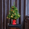 Kleine Kerstboom, Mini Kerstboom Met Hulstbessen, Ballen & Led Lichten, Groene Pvc Tafeldecoratie ∅40 X 60 Cm 2