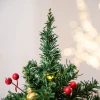 Kleine Kerstboom, Mini Kerstboom Met Hulstbessen, Ballen & Led Lichten, Groene Pvc Tafeldecoratie ∅40 X 60 Cm 8