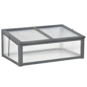 Koud Frame Hout, Mini Kas 100 X 65 X 40 Cm, Broeikas Met Deksel, Uv Bescherming, Lichtdoorlatende Koud Frame Kast, Winterbestendige Verhoogde Bed Voor Tuin, Grijs 1