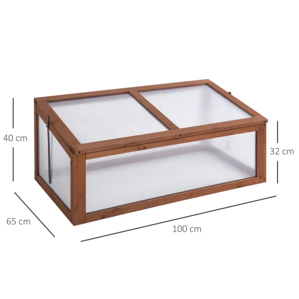 Koud Frame Hout, Mini Kas 100 X 65 X 40 Cm, Broeikas Met Deksel, Uv Bescherming, Lichtdoorlatende Koud Frame Kist, Winterbestendig Verhoogd Bed Voor Tuin, Bruin 4