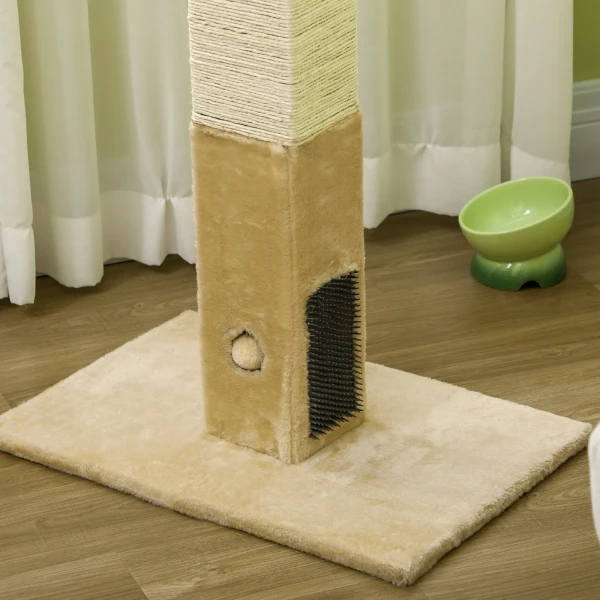 Krabpaal, 79cm Krabkolom Met Vachtborstels, Jute Kattenkrabboom Met Speelbal, Krabpaal Voor Katten Onder 4,5 Kg, Katten Krabmeubilair, Binnen, Beige 9