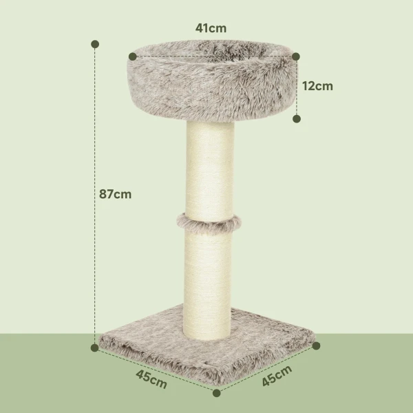 Krabpaal 87 Cm Hoog, Kattenboom Met Bed, Dikke Stam, Kattenkrabpaal Met Sisal Krabkolommen, Voor Katten Tot 6 Kg, Binnen, Bruin 4