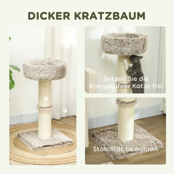 Krabpaal 87 Cm Hoog, Kattenboom Met Bed, Dikke Stam, Kattenkrabpaal Met Sisal Krabkolommen, Voor Katten Tot 6 Kg, Binnen, Bruin 5