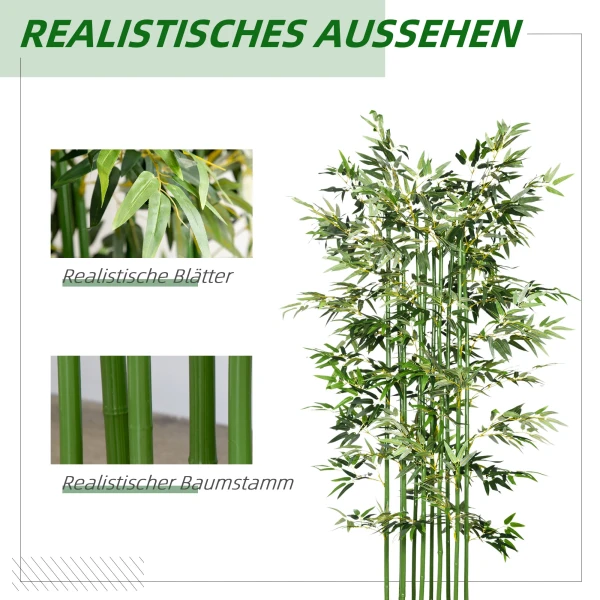 Kunstmatige Bamboe, 180 Cm Kunstplant In Dennenhothout Pot, Kamerplant, Kunstmatige Planten Voor Binnen, Buiten, Decoratieplanten, Groen 5