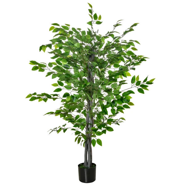 Kunstmatige Ficusboom Groot 135 Cm Kunstplant, Plastic Kunstmatige Planten Ficus In Pot, Kunstboom Net Als Echt Met Cement, Kunstgras Voor Woonkamer Slaapkamer Kantoor Tuin 1