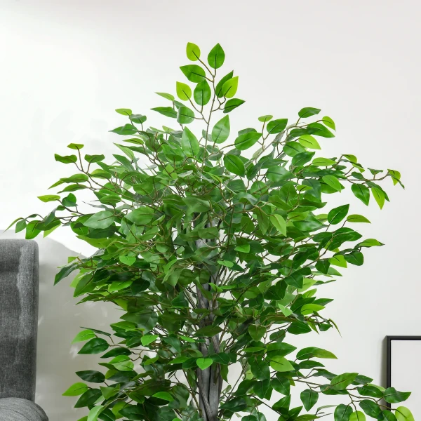 Kunstmatige Ficusboom Groot 135 Cm Kunstplant, Plastic Kunstmatige Planten Ficus In Pot, Kunstboom Net Als Echt Met Cement, Kunstgras Voor Woonkamer Slaapkamer Kantoor Tuin 8