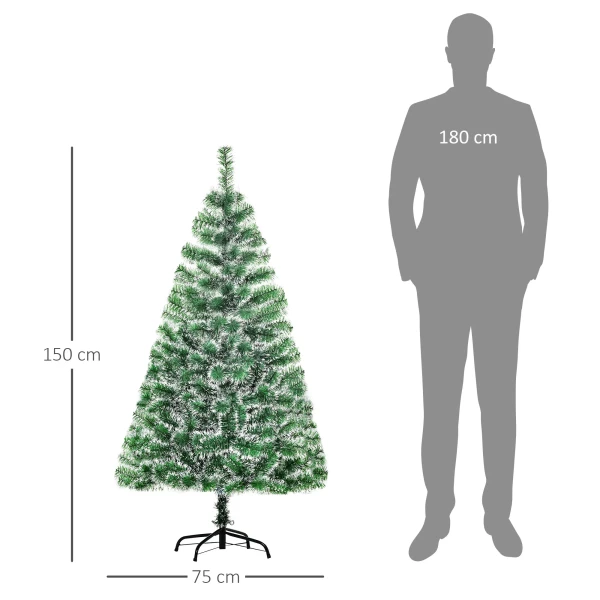 Kunstmatige Kerstboom 1,5 M Kerstboom Met 416 Takken En Stabiele Metalen Voet Gemaakt Van Pet In Groen Voor Feestelijke Decoratie 4