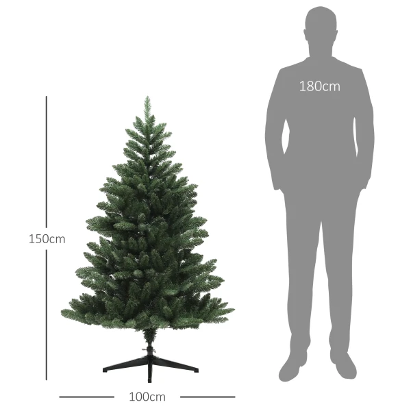 Kunstmatige Kerstboom, 150 Cm Kerstboom Met 565 Toppen, Opvouwbare Stalen Voet, Vlamvertragend, Voor Kerstdecoratie, Binnen, Groen 4